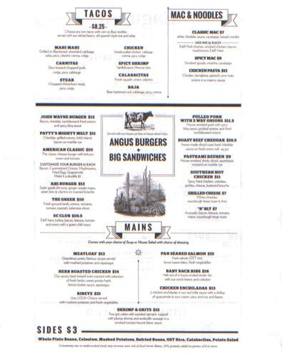 Saguaro Corners menu