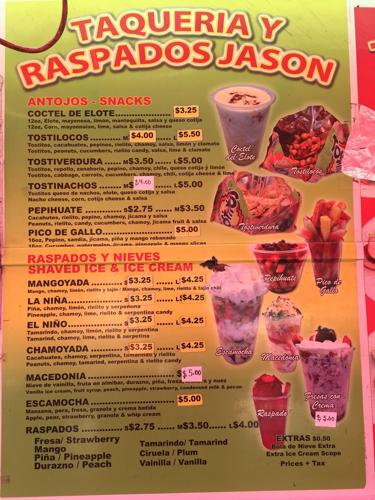 Menu at Taqueria Jason