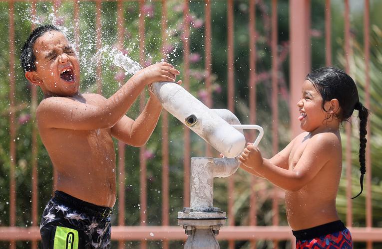Catalina Park splash pad, hot weather