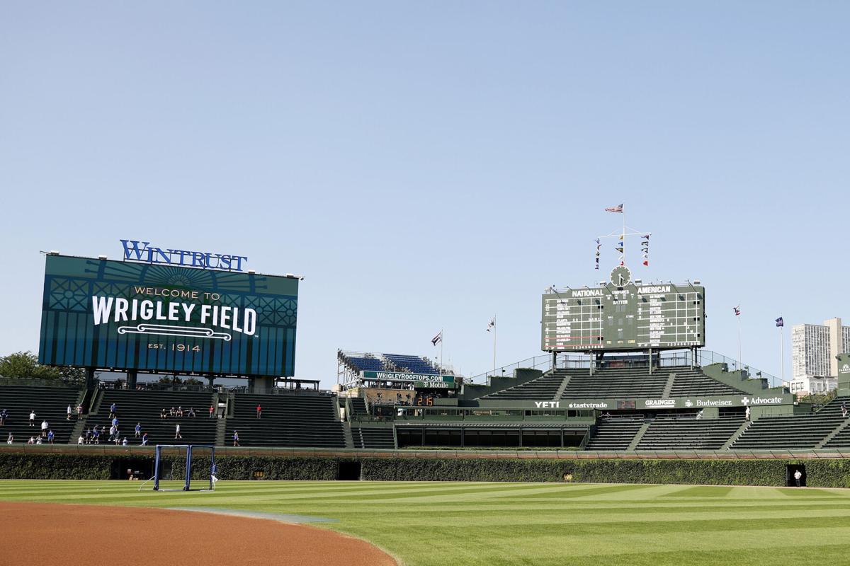 Wrigley Field prior to the game between the Chicago Cubs and the Los Angeles Dodgers on Aug. 3, 2026, in Chicago.