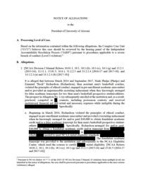 Arizona's updated Notice of Allegations