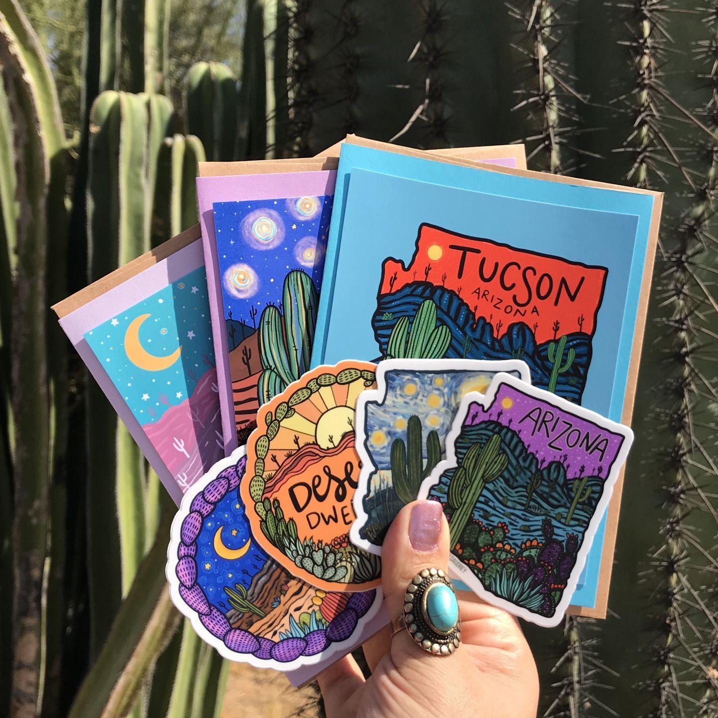 Meet Your Makers Tucson Artist Draws Inspiration For Prints Stickers From The Desert Caliente Tucson Com