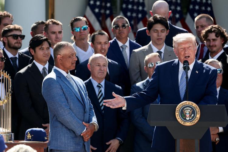 U.S. President Trump hosts a reception for the reigning MLB World Series champion Los Angeles Dodgers, at the White House