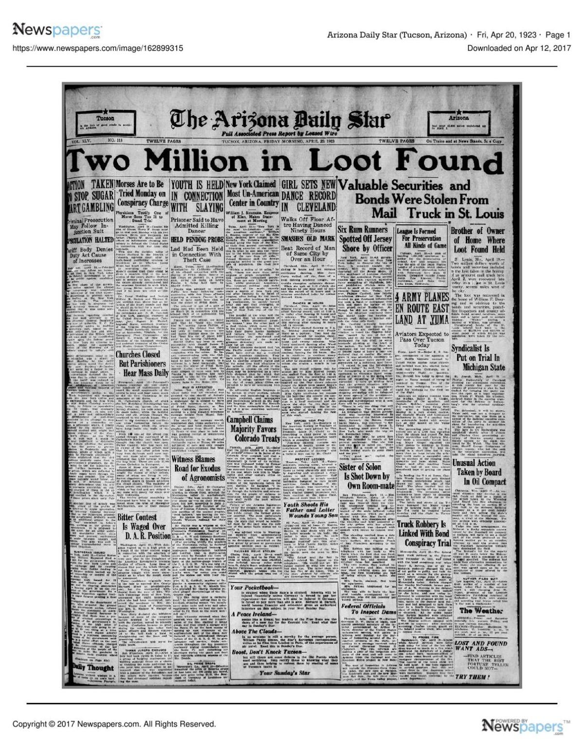 Arizona Daily Star front page April 20, 1923.pdf