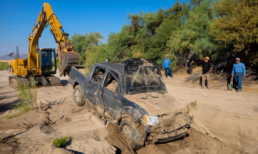 Abandoned truck hauled from CDO wash
