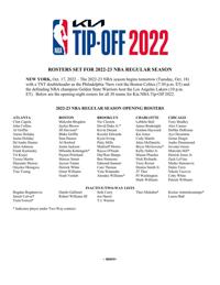 NBA opening rosters 2022-23