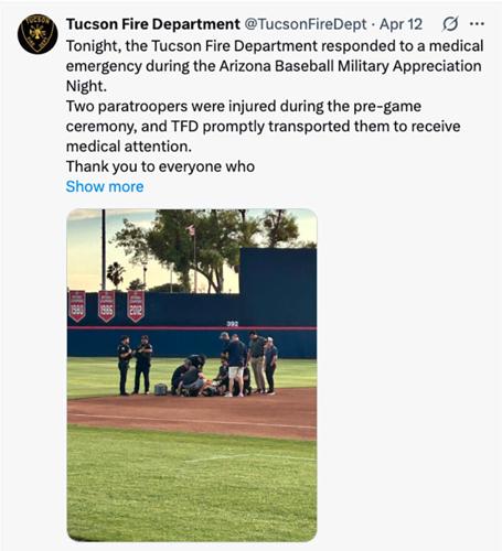 Paratroopers recovering from injuries at UA baseball game