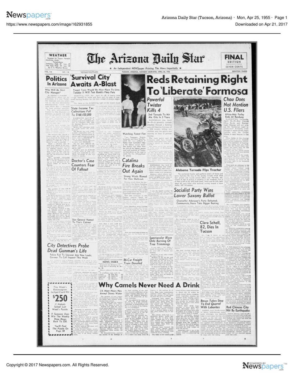 Arizona Daily Star front page April 25, 1955.pdf