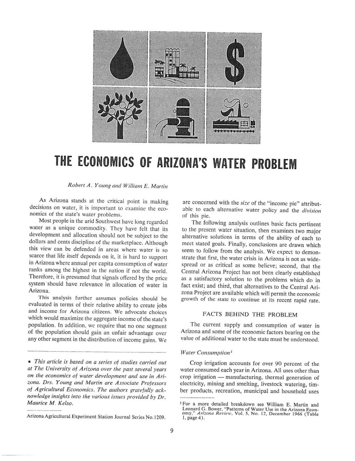 Report: Economics of Arizona water problem, March 1967