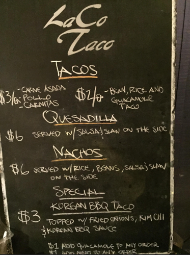 LaCo menu