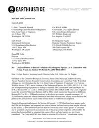 Notice of intent to sue