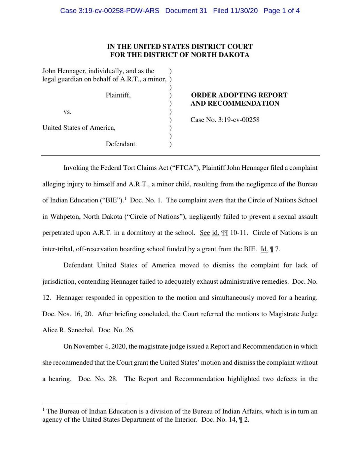 Circle of Nations Dismissal