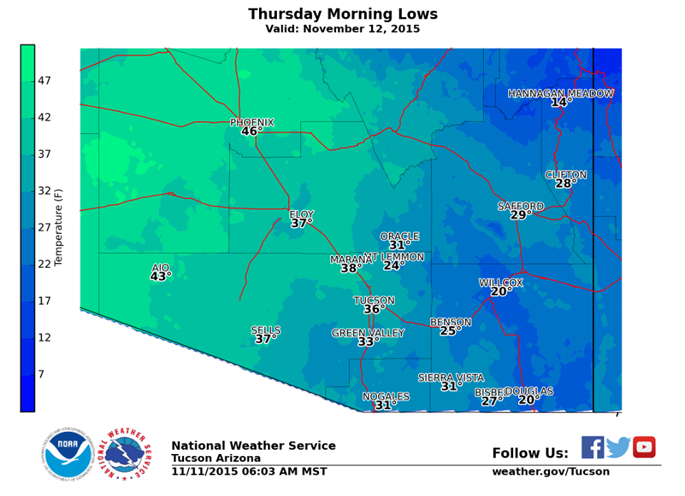 Tucson weather: Cold this morning, colder tonight