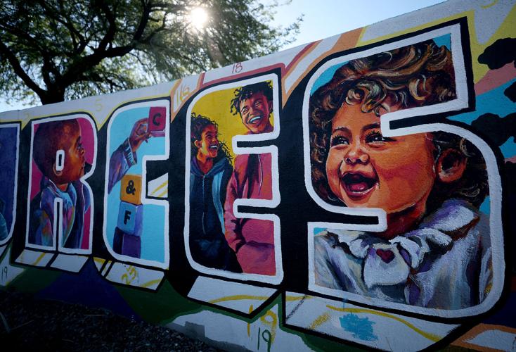 Paint-by-numbers mural