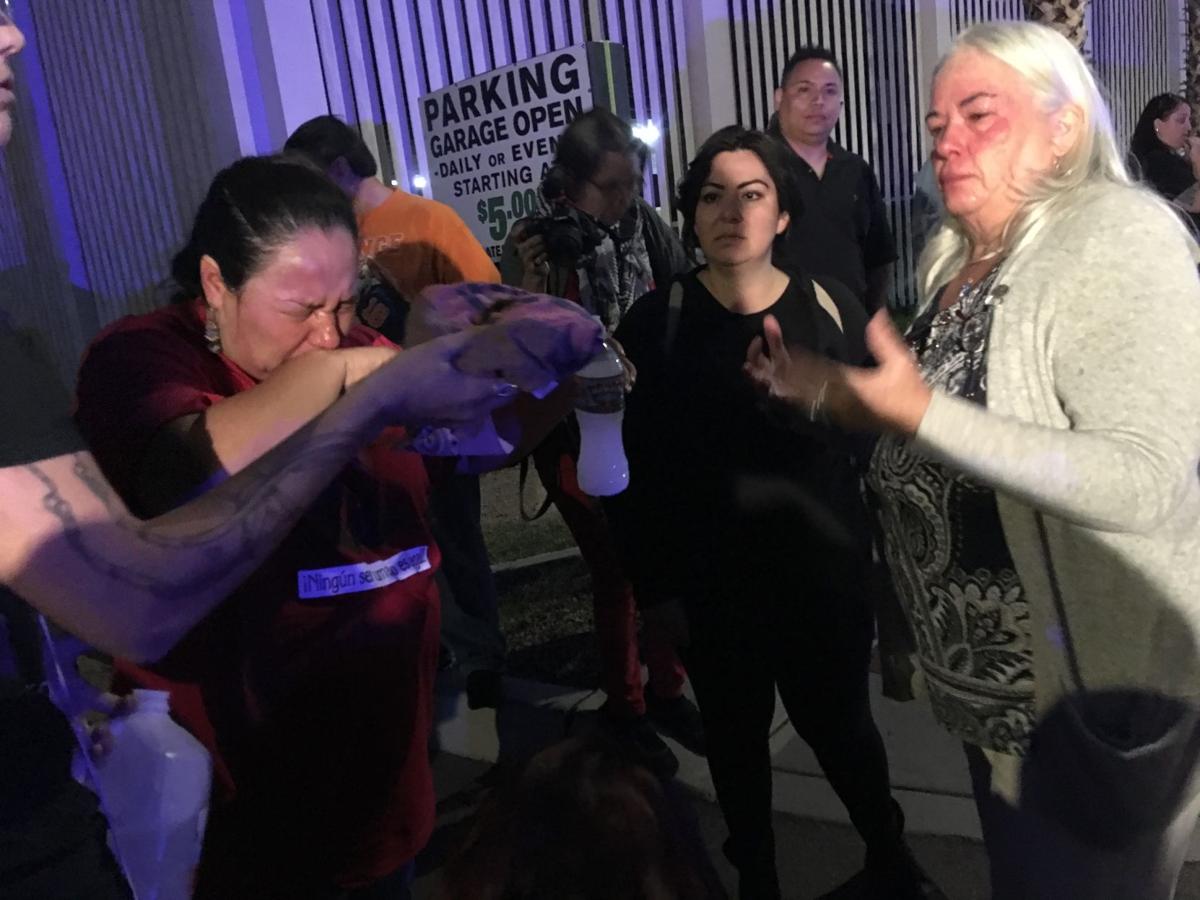 Protesters pepper-sprayed by police