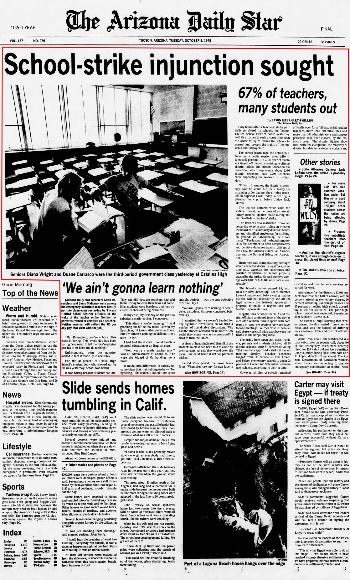 Oct. 3, 1978: TUSD teachers strike