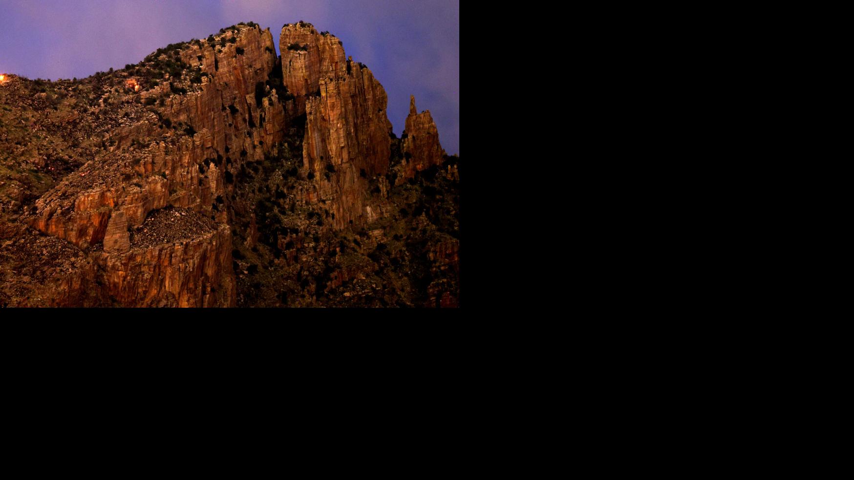 Wildfire near Tucson burns in rugged canyon