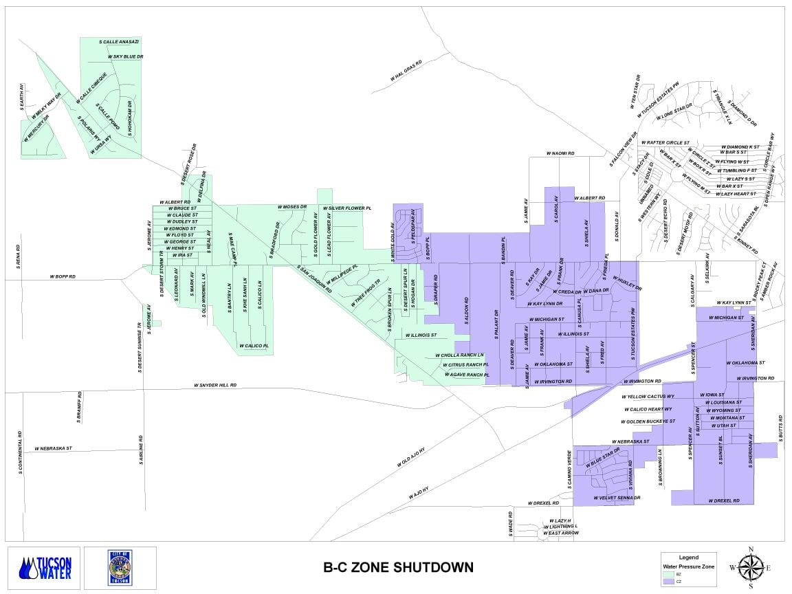 Water service interruption map