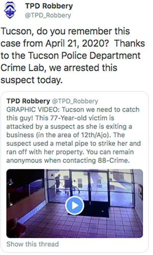 Arrest made in pipe-beating of woman,77, outside of Tucson pizza place