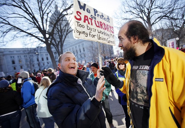 Massive rally again engulfs Wis. Capitol   