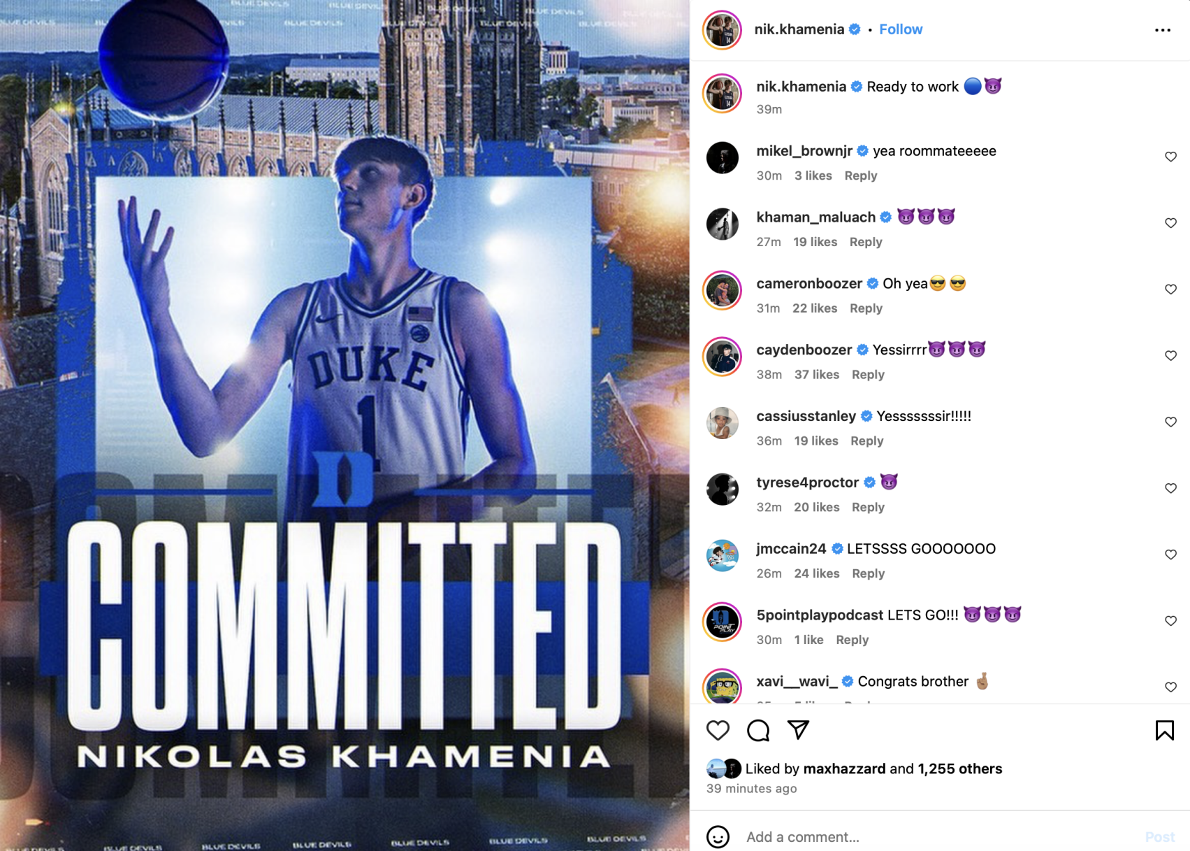 Former Arizona Recruiting Target Nik Khamenia Commits To Duke