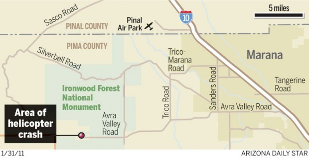 Area of helicopter crash