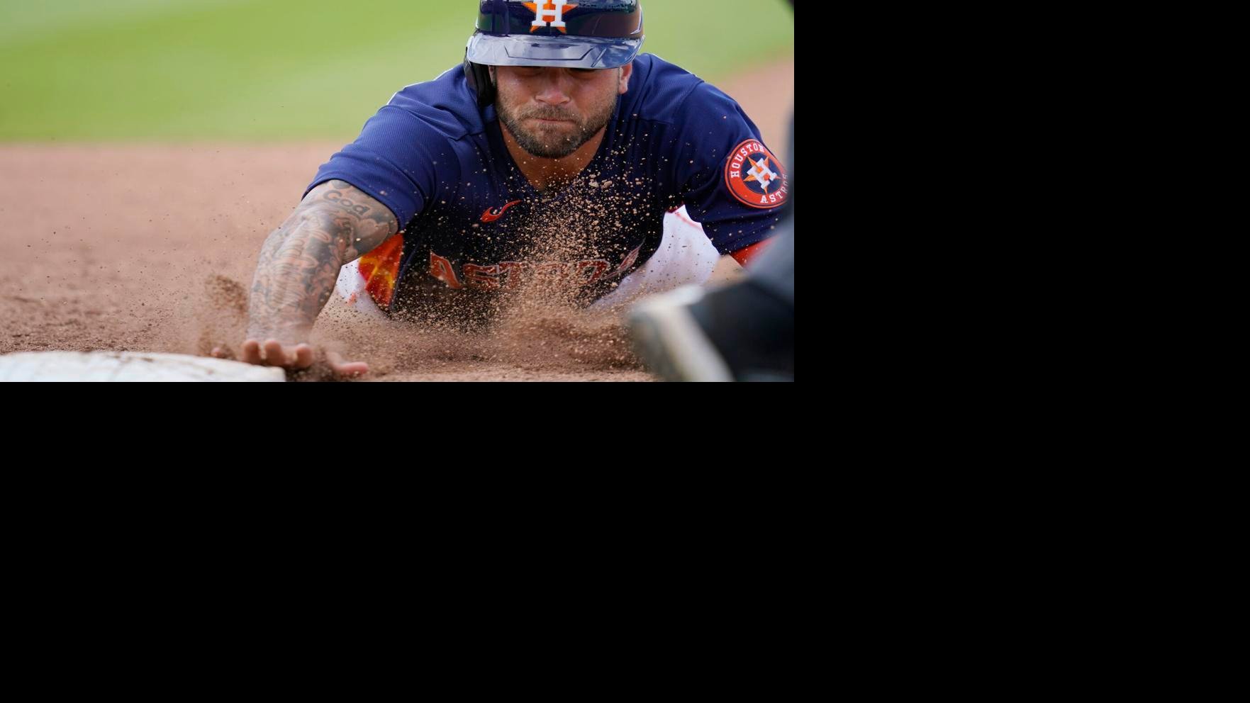 This is a 2021 photo of Taylor Jones of the Houston Astros baseball team.  This image reflects the Houston Astros active roster as of Thursday, Feb.  25, 2021 when this image was