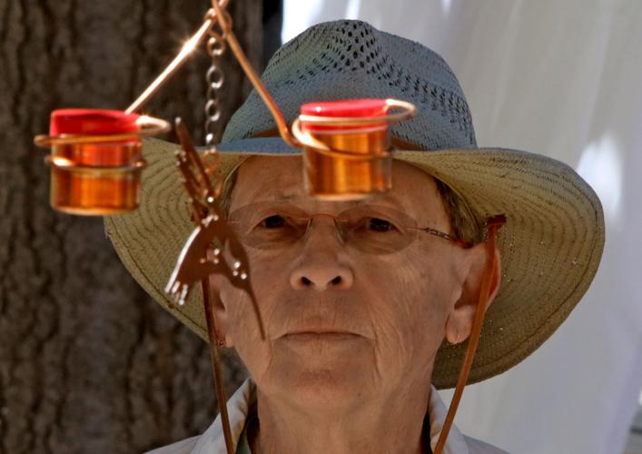 Copper hummingbird feeders