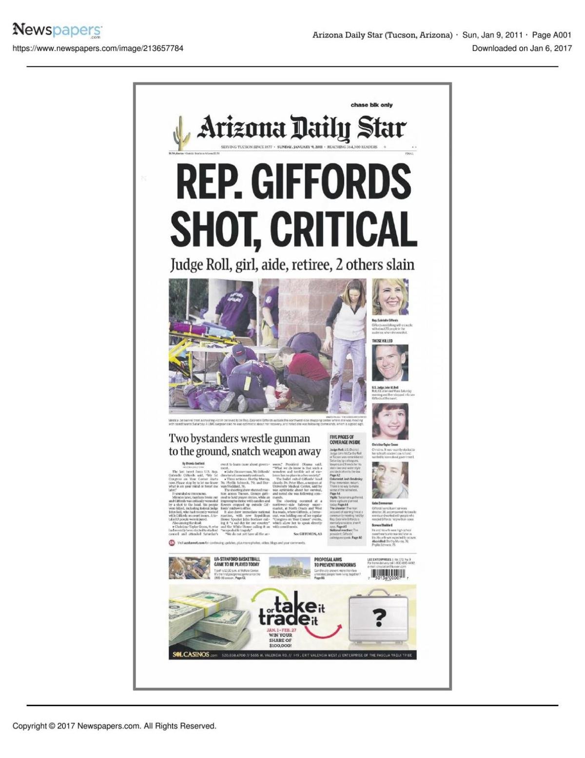 Arizona Daily Star front page Jan. 9, 2011