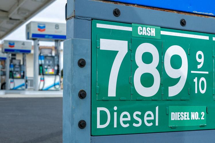 FILE PHOTO: Current price of diesel fuel in California