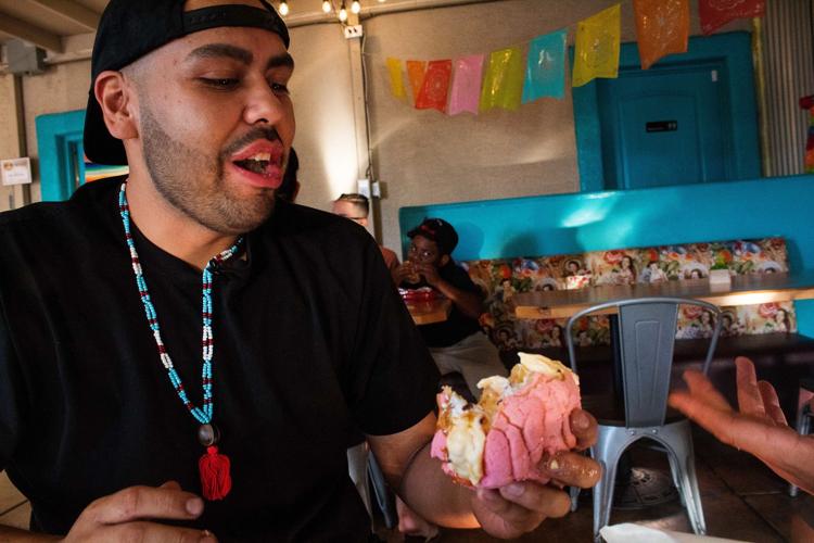 Rollies concha ice cream sandwich