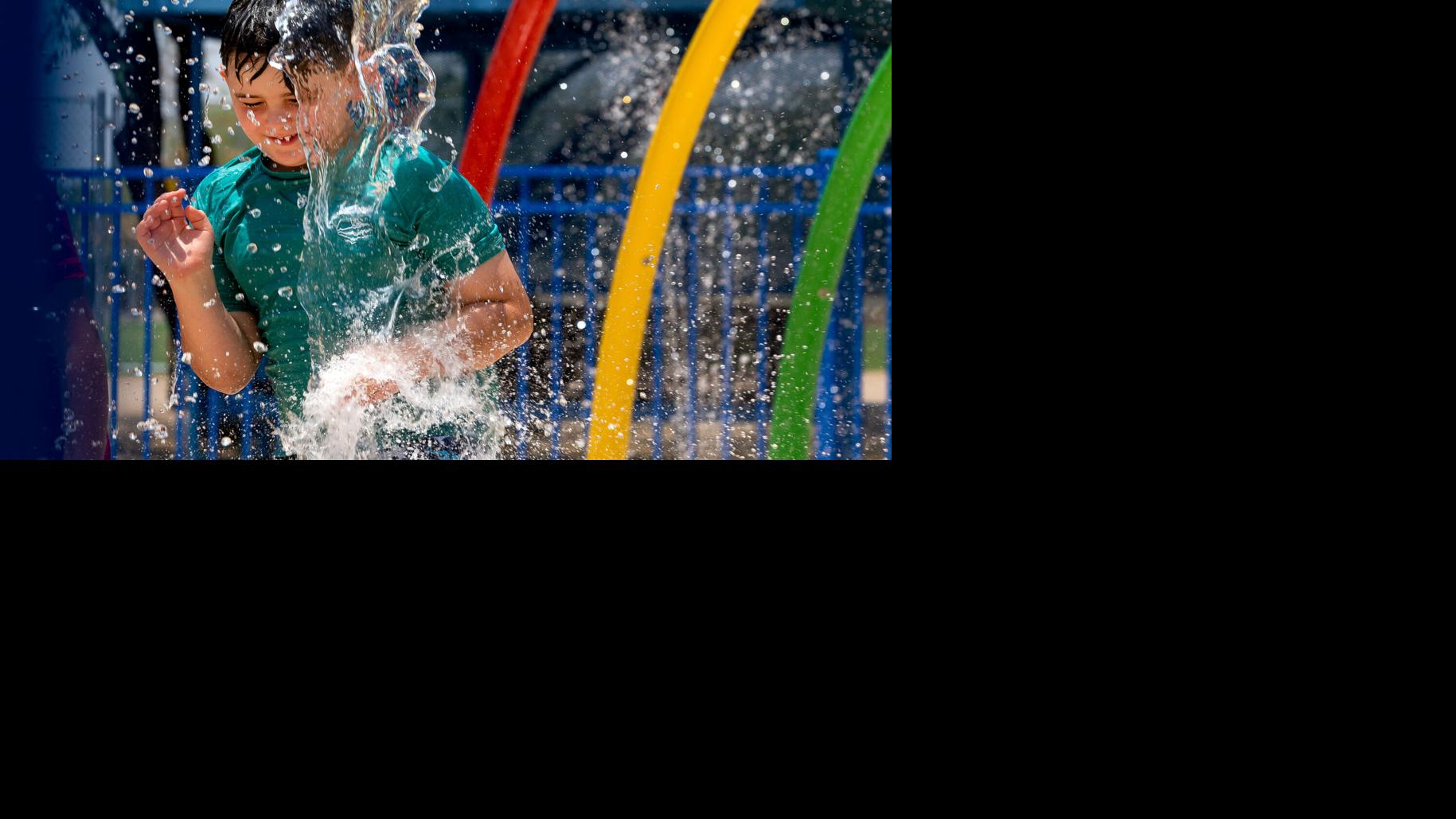 Brandi Fenton splash pad, hot weather