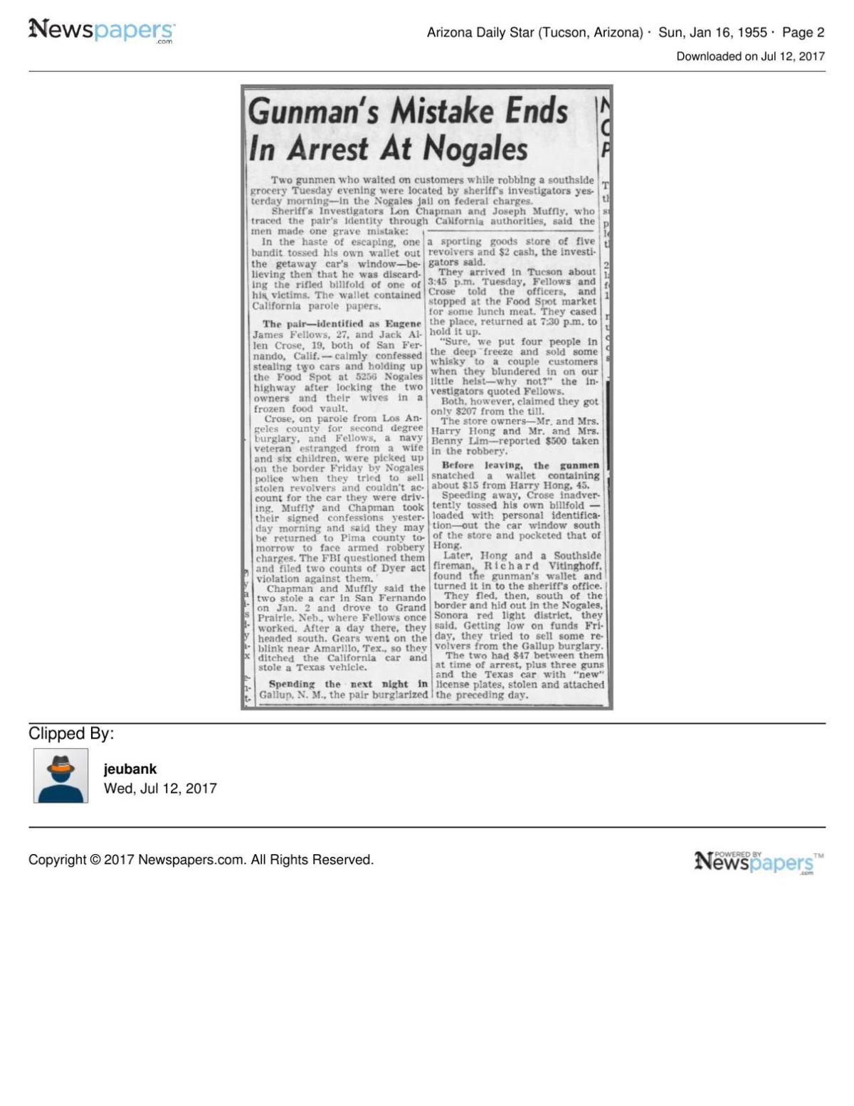 PDF: Gunman's Mistake Ends In Arrest At Nogales