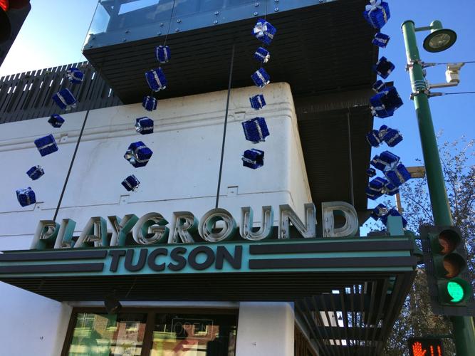 Presents dangling over Playground