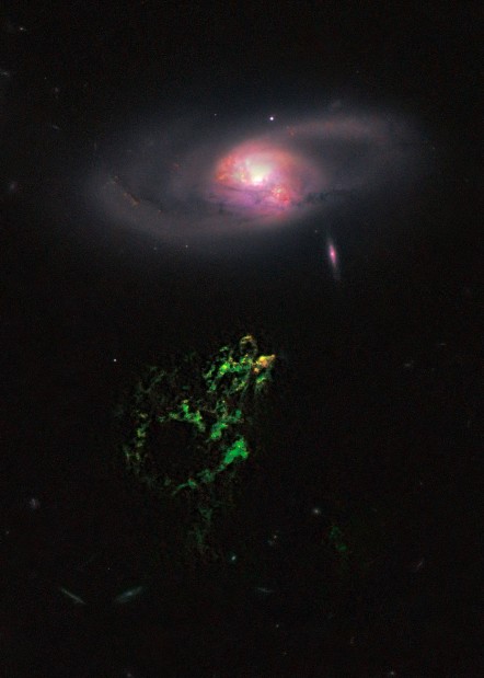 Green blob in space is alive, spewing stars   