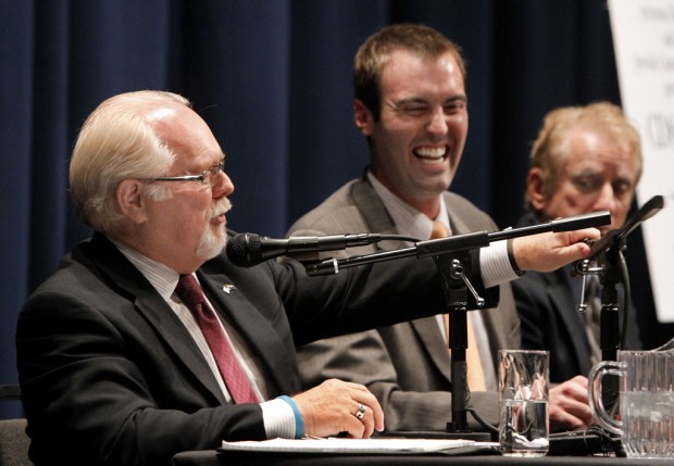 Social Security, health dominate CD8 debate Last forum sees Barber, Kelly staking out familiar ground    
