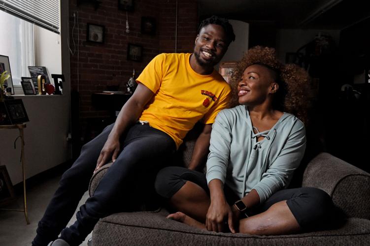 Franchon Crews-Dezurn, World Boxing Council Super Middleweight Champion, and with her husband,  boxer Glenn Dezurn.