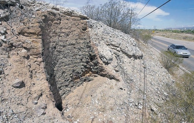 Ruins of old lime kiln visible along Silverbell 