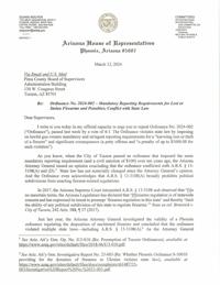 Sen. Quang Nguyen's letter to the Pima County Board of Supervisors