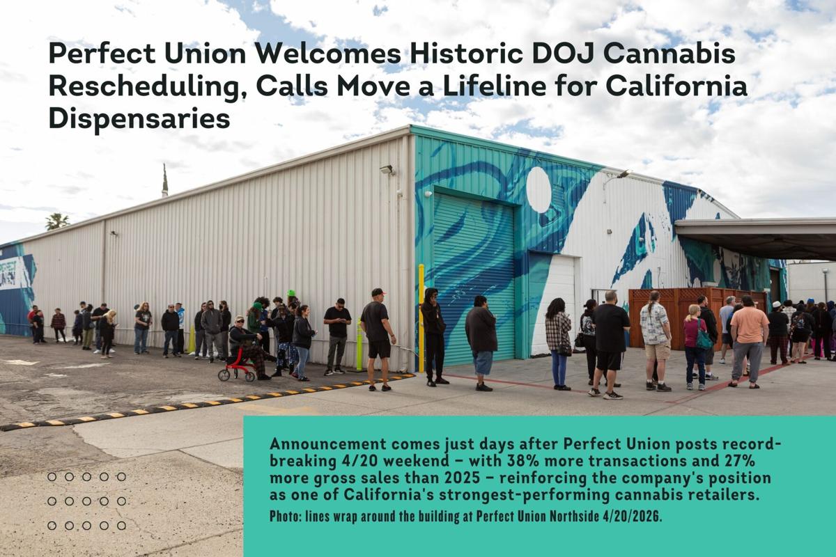 Perfect Union Welcomes Historic DOJ Cannabis Rescheduling, Calls Move a Lifeline for California Dispensaries