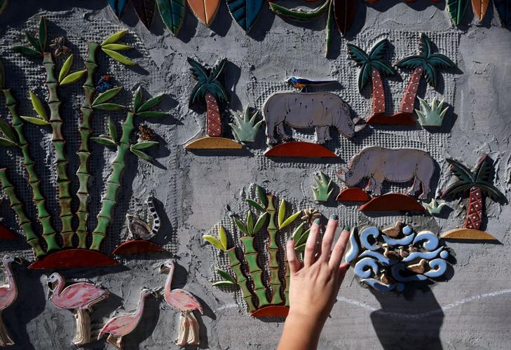 Adding color to pathway at Tucson's Reid Park Zoo