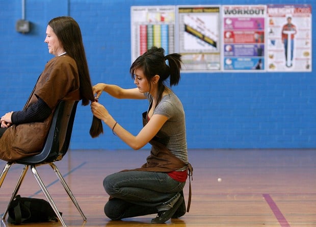 Students, faculty get hair snipped for cancer charity   
