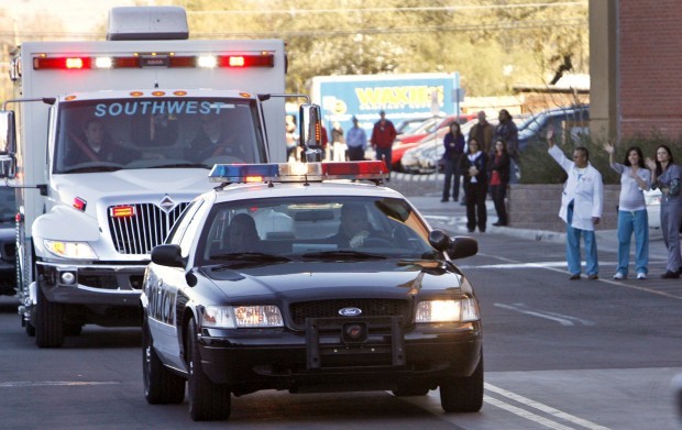 Rep. Giffords departs Tucson