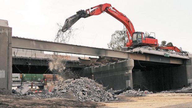 Grant Road bridge comes tumbling down  