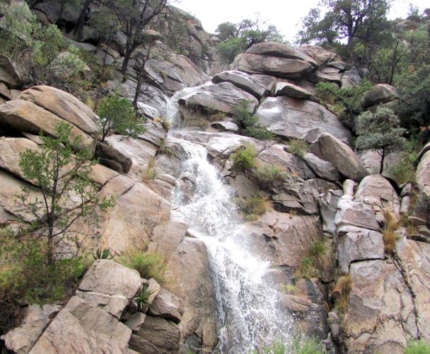 Water pouring down rocks