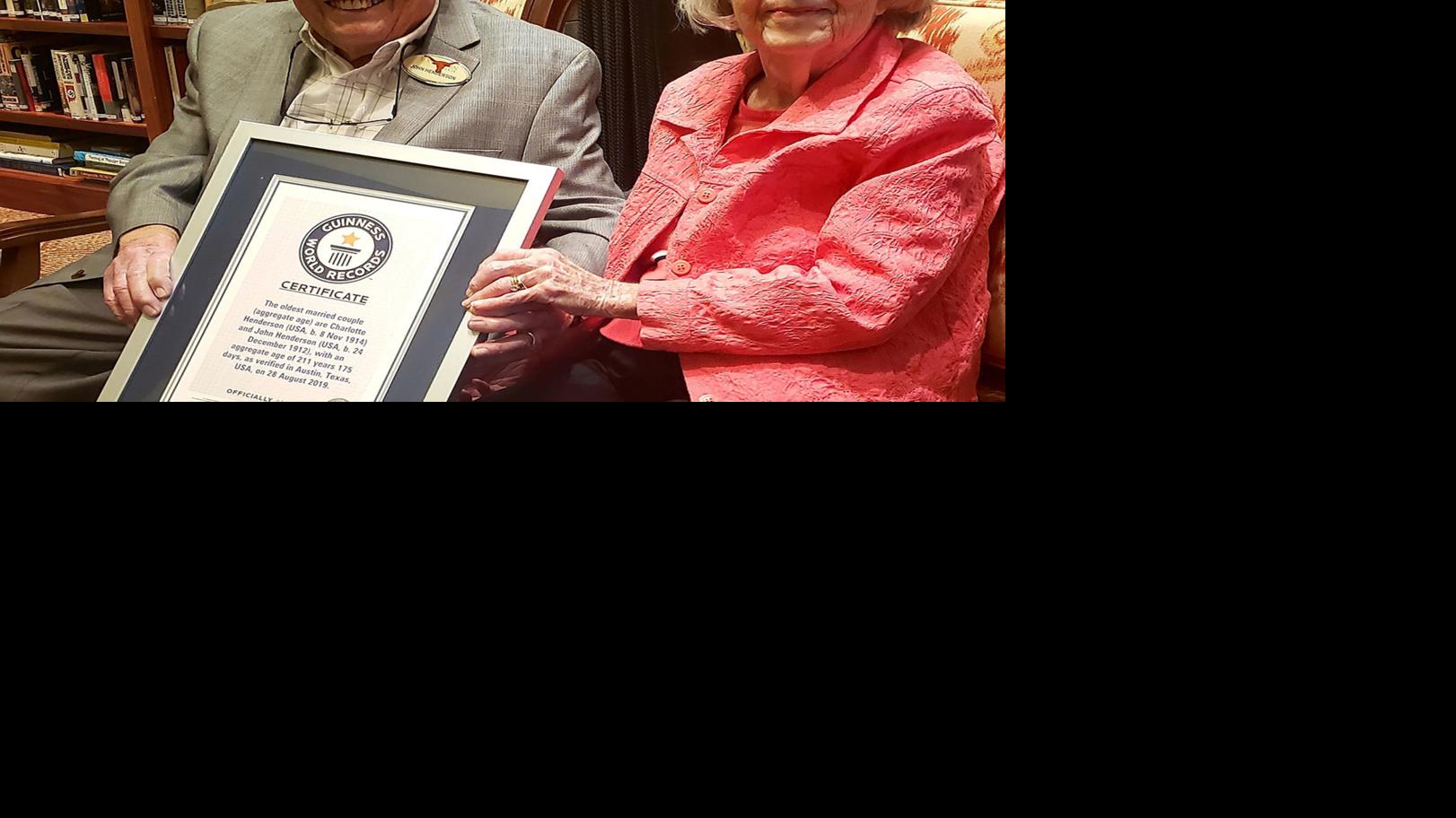 Husband and wife in Texas officially named world's oldest living couple