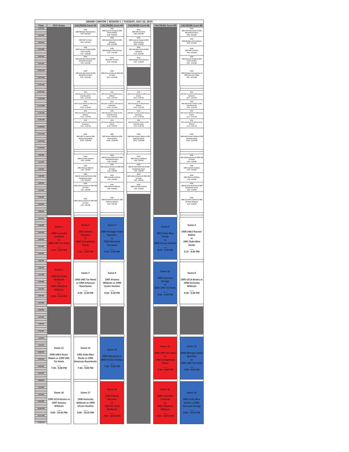 NCAA West Region schedule