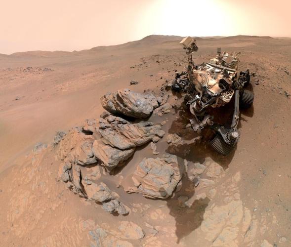 NASA’s Perseverance Mars rover took this selfie on March 11, 2026 during the rover’s deepest push west beyond Jezero Crater. The photo was assembled from 61 individual images