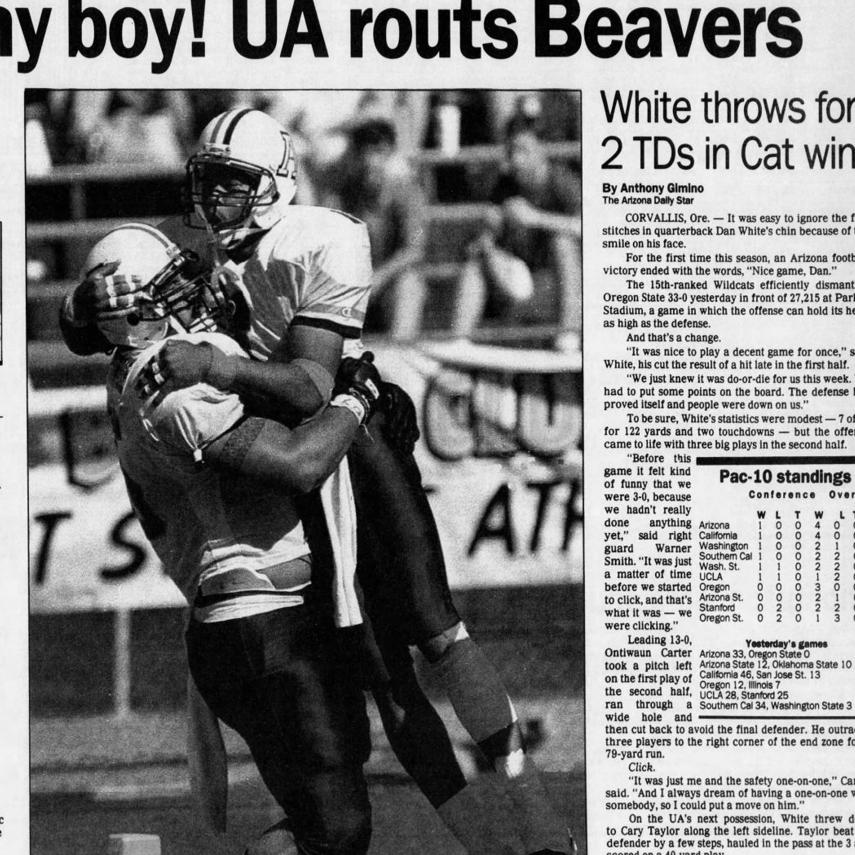 Arizona Football Rewind 93 Wildcats Put It All Together At Osu Foretelling Magical Season Arizona Wildcats Football Tucson Com