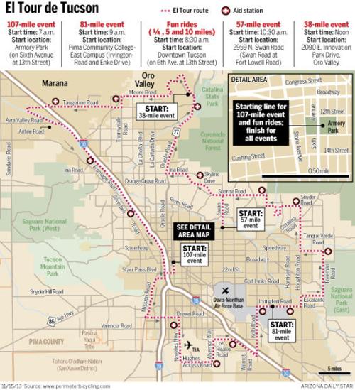 El Tour de Tucson map